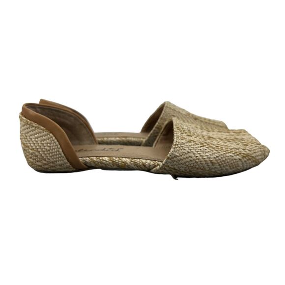 Anthropologie Spendid Womens 7 Sandal Beige Akron Rattan Peep-Toe D Orsay Flats - Picture 1 of 12